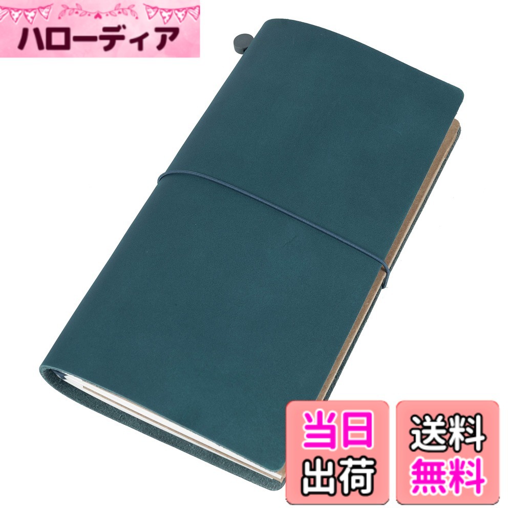 【送料無料】Collasaro レザーノート 本革 手帳 メモ帳 (ネイビーブルー, M, レギュラーサイズ, 220 x 125 mm)