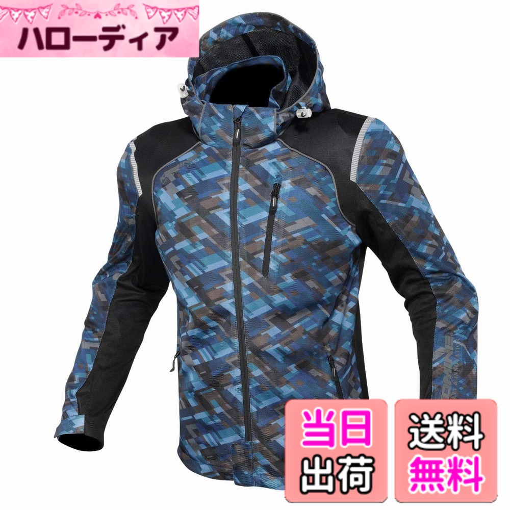 【送料無料】[KOMINE] バイク用 ジャケット プロテクトフルメッシュパーカ JK-135 1212 春夏向け CE規格レベル2 メッシュ素材 プロテクター 07-135 メンズ Plaid Navy L