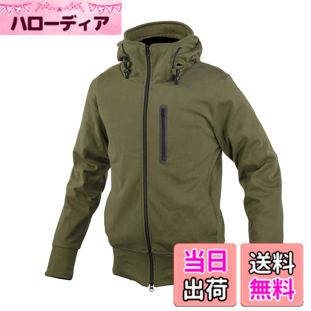 【送料無料】[KOMINE] バイク用 ジャケット プロテクトKVパーカー JK-604 1290 秋冬春向け プロテクター CE規格レベル2 07-604 メンズ Olive XS｜ハローディア店