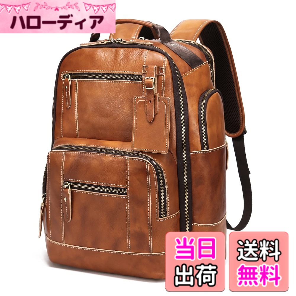 【貨物輸送無料】[Lannsyne] 背嚢 メンズ 本革 背嚢 革 商行為背嚢 うしろ側容器に並べる 15.6inマイコン A4相応う 1泊2日 出張 旅する 商行為 通気性 役立つこと性 持ちはこび愛読者付き添い人