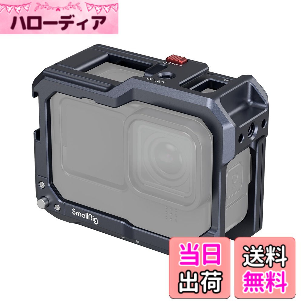 【送料無料】SmallRig Hero12/11/10/9 Black用ケージ Gopro対応 マックスレンズと互換性あり マイク LEDビデオライト用 2つのコールドシューマウント付き ビデオ撮影 カメラ用マウント部品 3084C