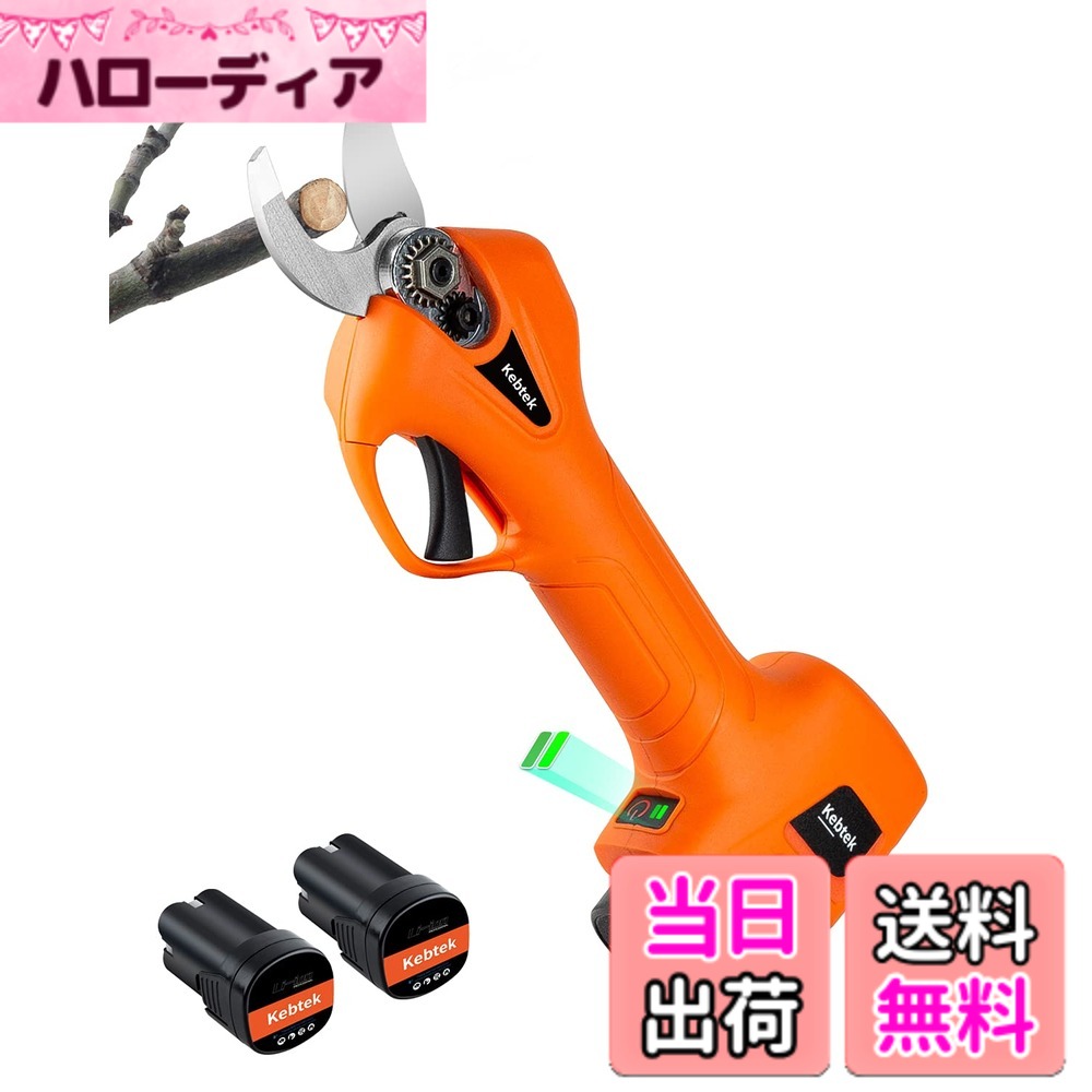 【送料無料】【軽量880g】電気剪定ばさみ Kebtek コードレス 充電式剪定ばさみ 16.8V 切断径25mm 軽快 持ち運び便利 電動バサミ プロ 剪定鋏 園芸/庭木/果樹/農家太枝切り 2000mAhリチウムバッテリー2個付き 日本語取扱説明書付き 品番YDN-B007|ハローディア店