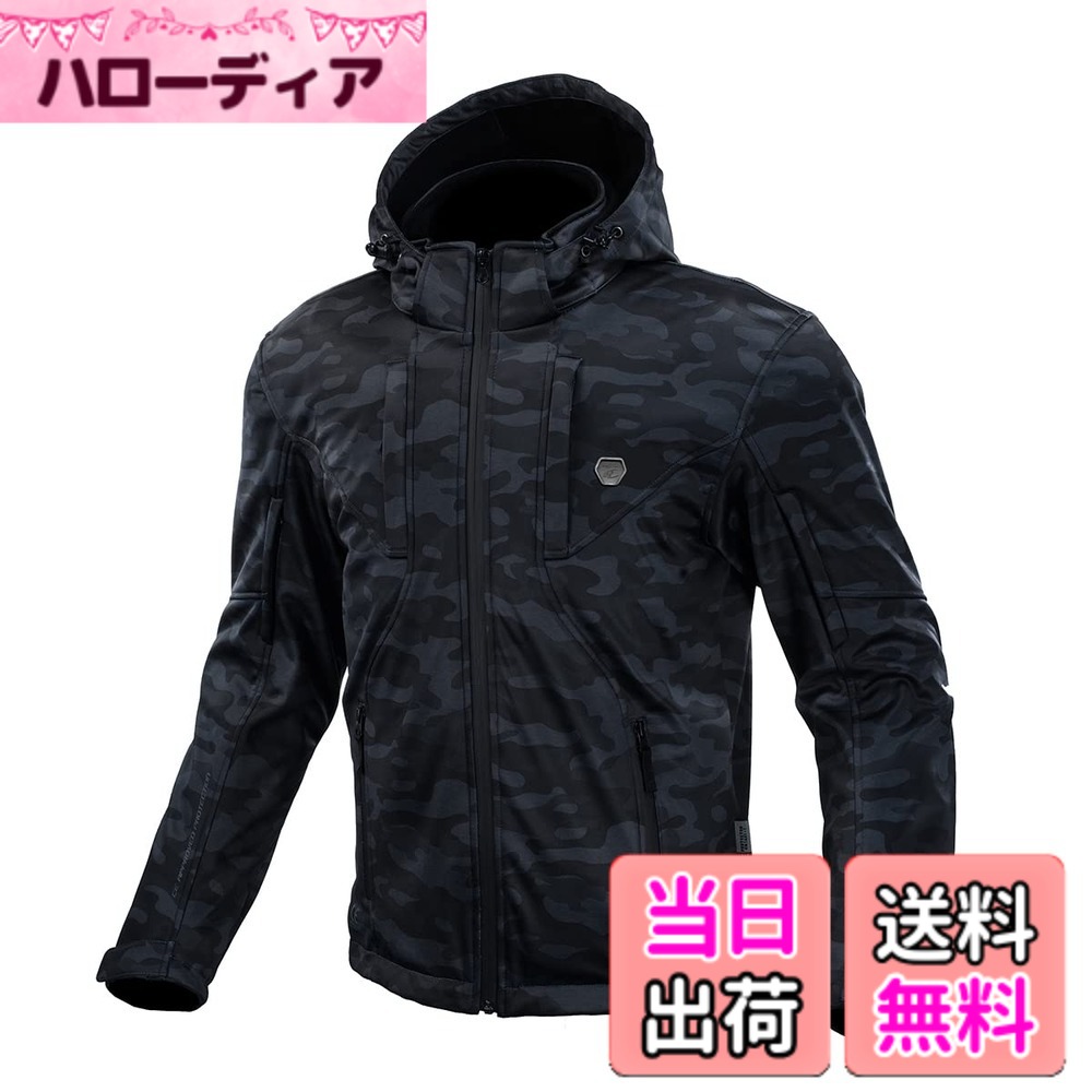 【送料無料】コミネ(KOMINE) バイク用 ジャケット JK-6022 プロテクトソフトシェルシステムパーカ Black Camo M｜ハローディア店