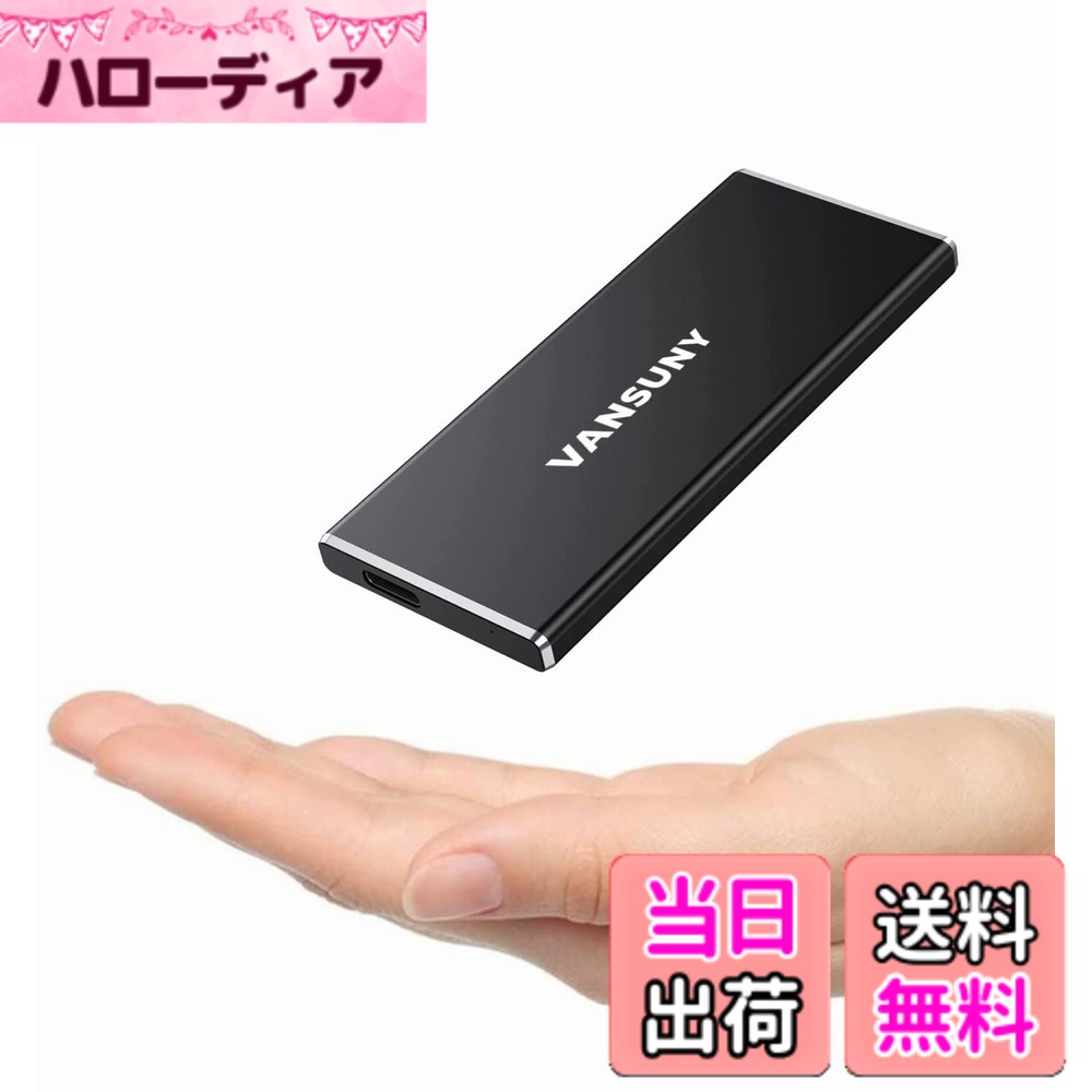 【送料無料】Vansuny SSD 外付け 1TB USB3.1 Gen2 読込速度540MB/s PS5/PS4メーカー動作確認済 コンパクト外付けSSD Type C Windows/MAC OS/Linux/Androidに対応 超高速 超小型 超薄型