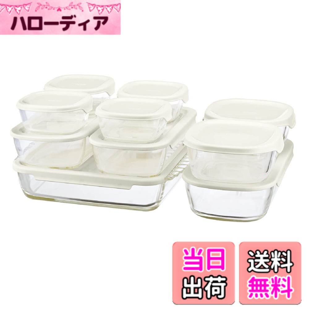 【送料無料】HARIO(ハリオ) スタッキング耐熱ガラスコンテナ・スクエア10個セット HKOZ-1002-OW