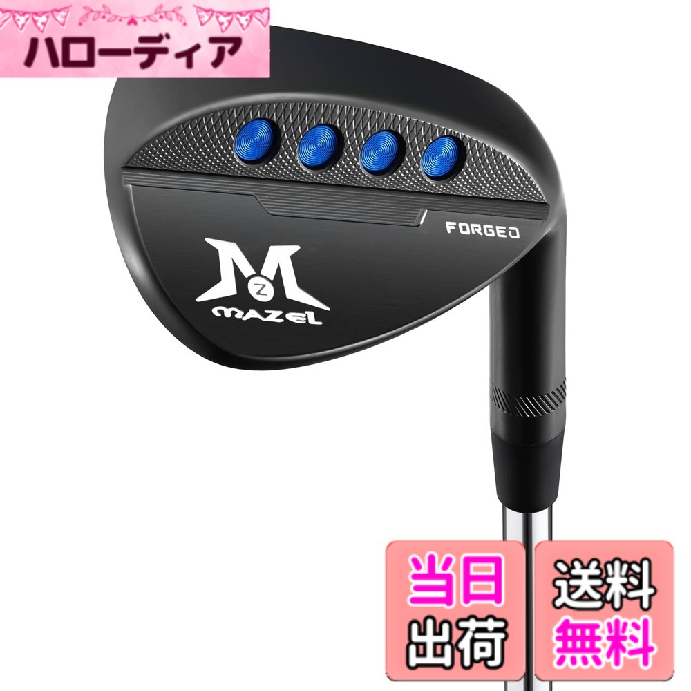 【送料無料】MAZEL (マゼル) FORGED 鍛造ゴルフサンドウェッジ メンズ 右利き ロフト角:48度、50度、52度、54度、56度、58度、60度 ワイドソールウェッジ (ステンレス鋼（鍛造 - ブラック）, Rフレックス, 48, 度, 右利き)｜ハローディア店