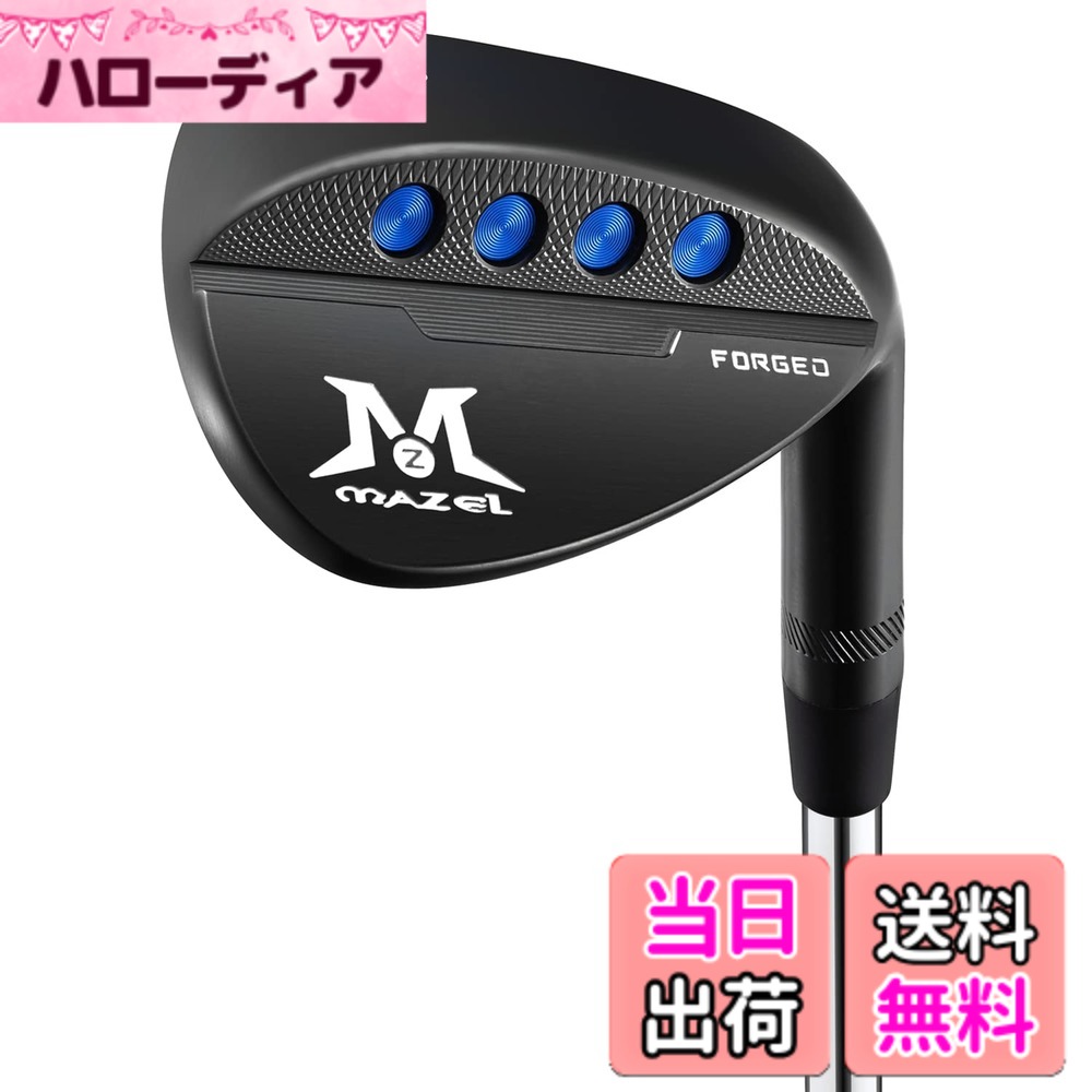 【送料無料】MAZEL (マゼル) FORGED 鍛造ゴルフサンドウェッジ メンズ 右利き ロフト角:48度、50度、52度、54度、56度、58度、60度 ワイドソールウェッジ (ステンレス鋼（鍛造 - ブラック）, Rフレックス, 50, 度, 右利き)｜ハローディア店