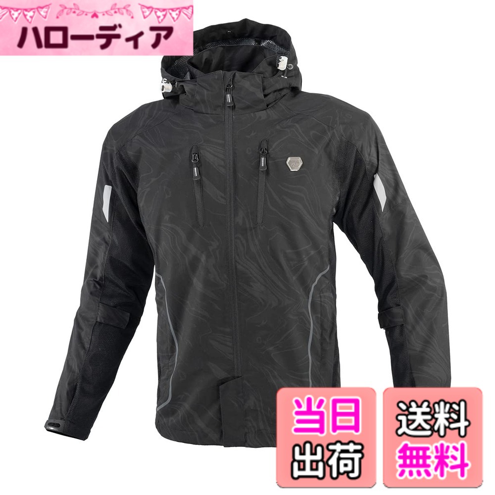 【送料無料】[KOMINE] バイク用 ジャケット JK-1123 プロテクトハーフメッシュパーカ 07-1123 メンズ Black Marble XL