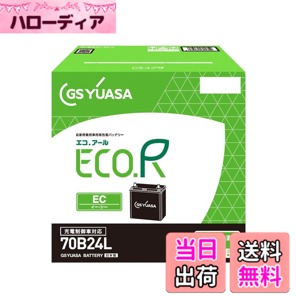 【送料無料】GSユアサ (ジーエスユアサ) ECO.R EC 70B24L 国産車バッテリー 充電制御車対応 GS YUASA 2024年モデル