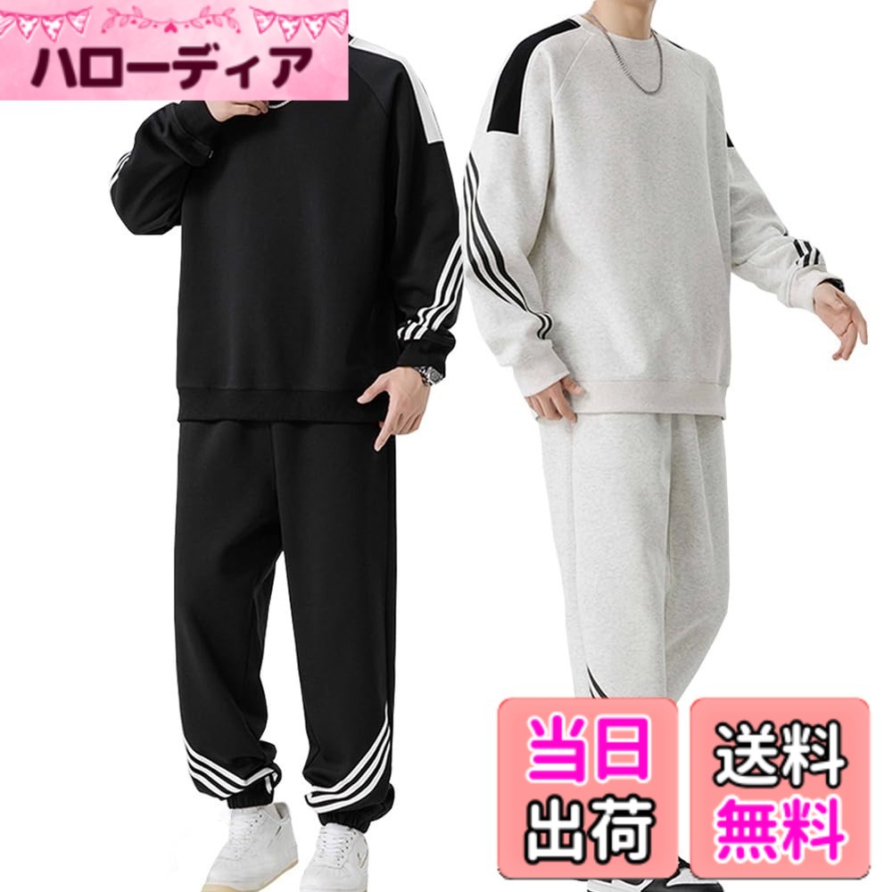 【貨物輸送無料】[Liaziong] セットアップ メンズ 大層らしい大きさ 秋服 春服 ゆったり かっこいい運動競技御召しもの 駈けっくら御召しもの 今めかしい ティーシャツ メンズ 上下書き割り 色：T2-薄墨色、大きさ：3XL