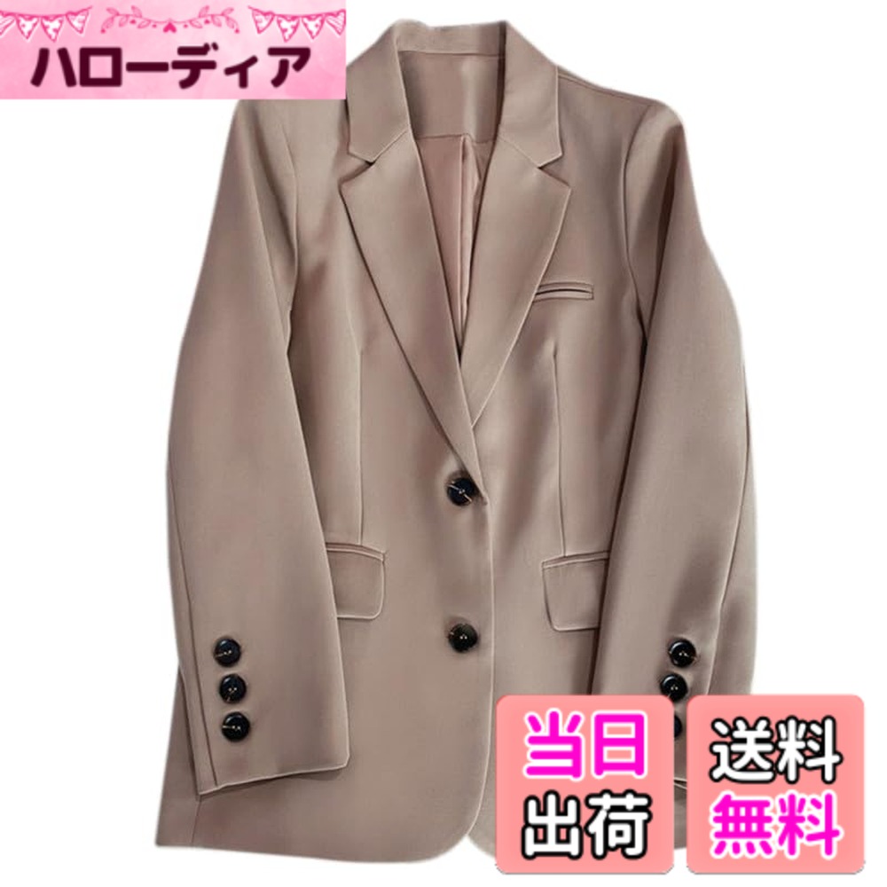 【送料無料】[FHLHY] テーラード ジャケット レディース フォーマル ジャケット ブレザー すべての季節 長袖 カジュアル オフィス スリム 通勤 複数の色 色：カーキ 601、サイズ：XL