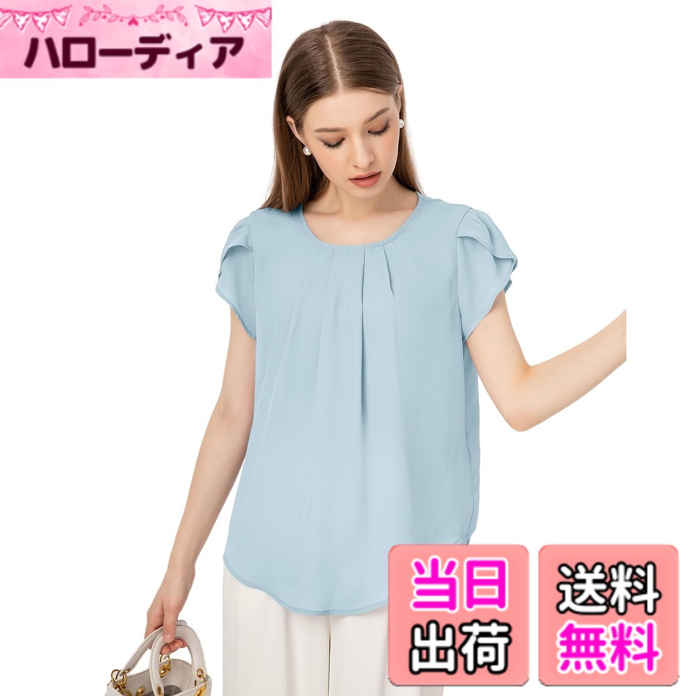 【送料無料】[RCL] シャツブラウス レディース トップス 半袖 ビジネス 入学式 入園 卒業 ビジネス 通勤 業務服 高通気性 春 夏 秋 S-3XL 色：水色、サイズ：XL
