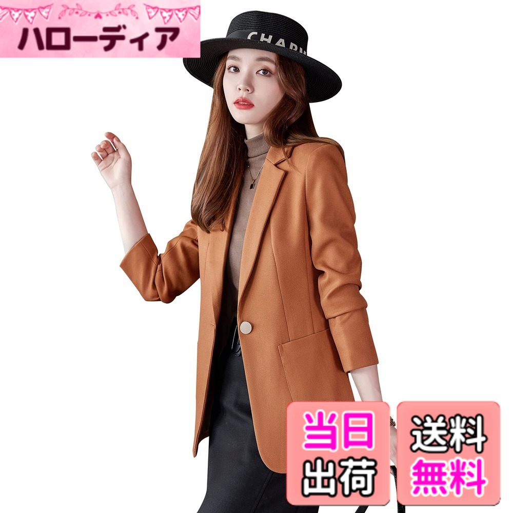 【送料無料】[FHLHY] テーラード ジャケット レディース フォーマル ジャケット ブレザー すべての季節 長袖 通勤 カジュアル オフィス スリム 色：オレンジ 858、サイズ：3XL｜ハローディア店