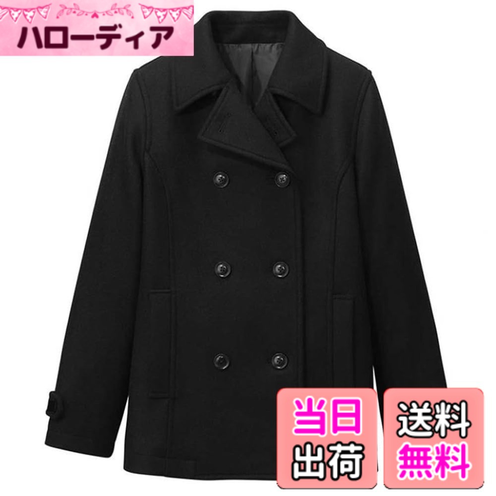 【送料無料】[NOLCCTN] 制服 スクールコート レディース 学生 女子 ピーコート Pコート ショート丈 細身 厚手 男女兼用 MY468 色：ブラック、サイズ：M