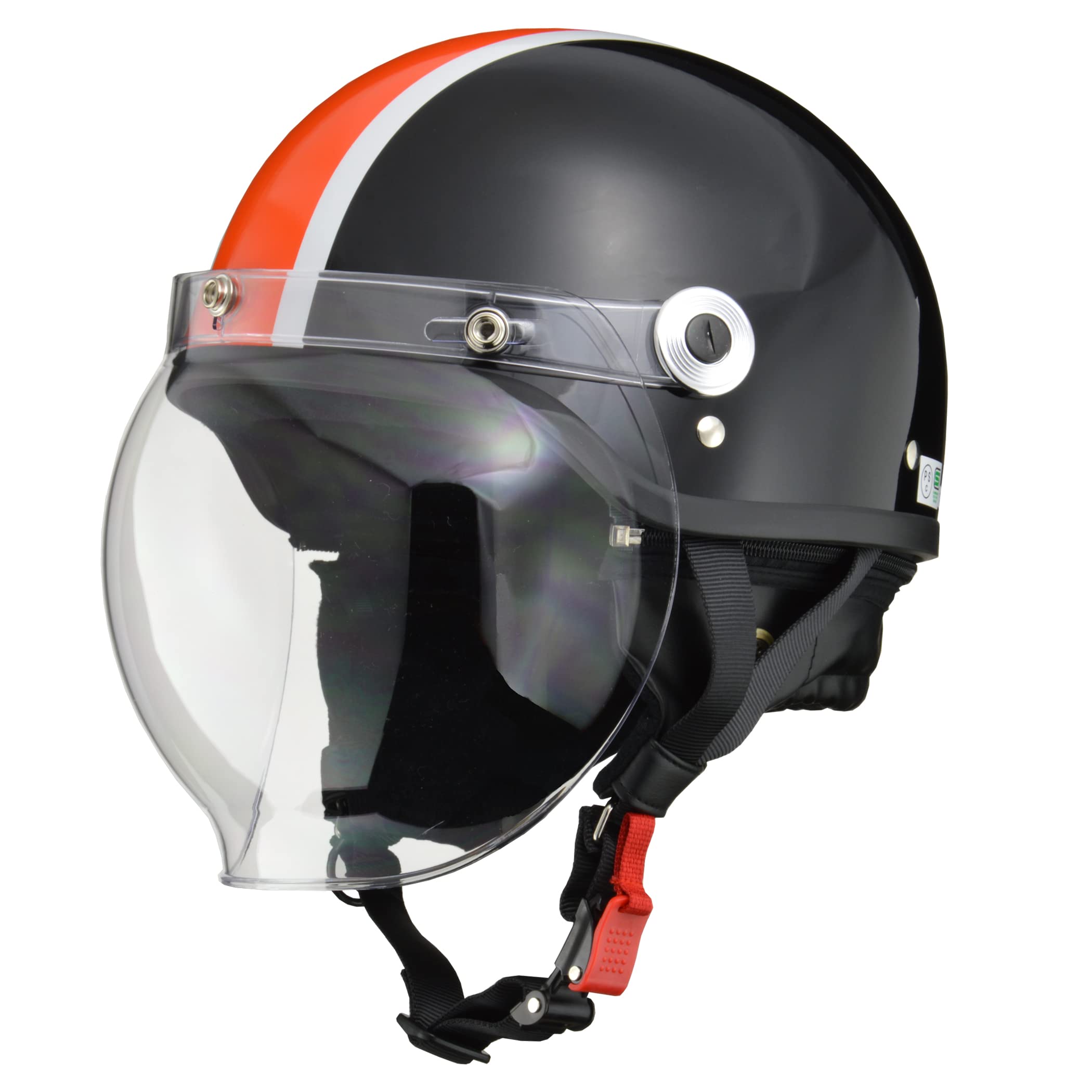【送料無料】リード工業(LEAD) バイクヘルメット ハーフ CROSS バブルシールド付き CR-760 色：ブラック/オレンジ、サイズ：FREE (頭囲 57cm~60cm未満)