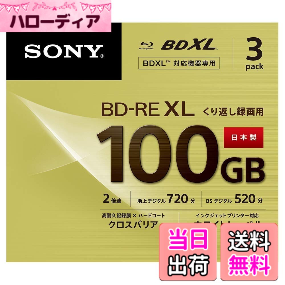 【送料無料】BD-RE3層 100GB サイズ：3枚｜ハローディア店