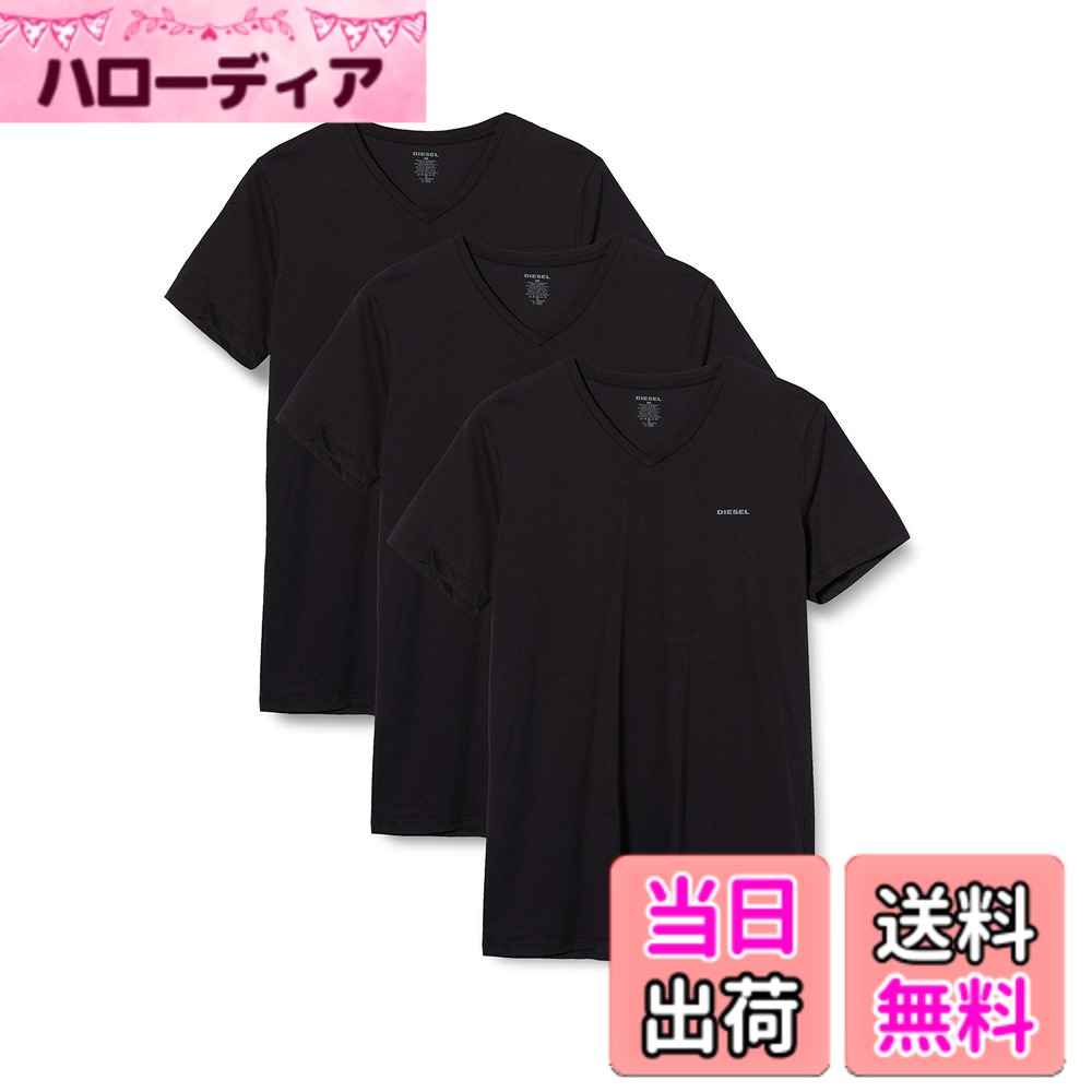 【送料無料】Diesel メンズ Jake 3枚組 必需品 Vネック Tシャツ 色：ブラック、サイズ：S