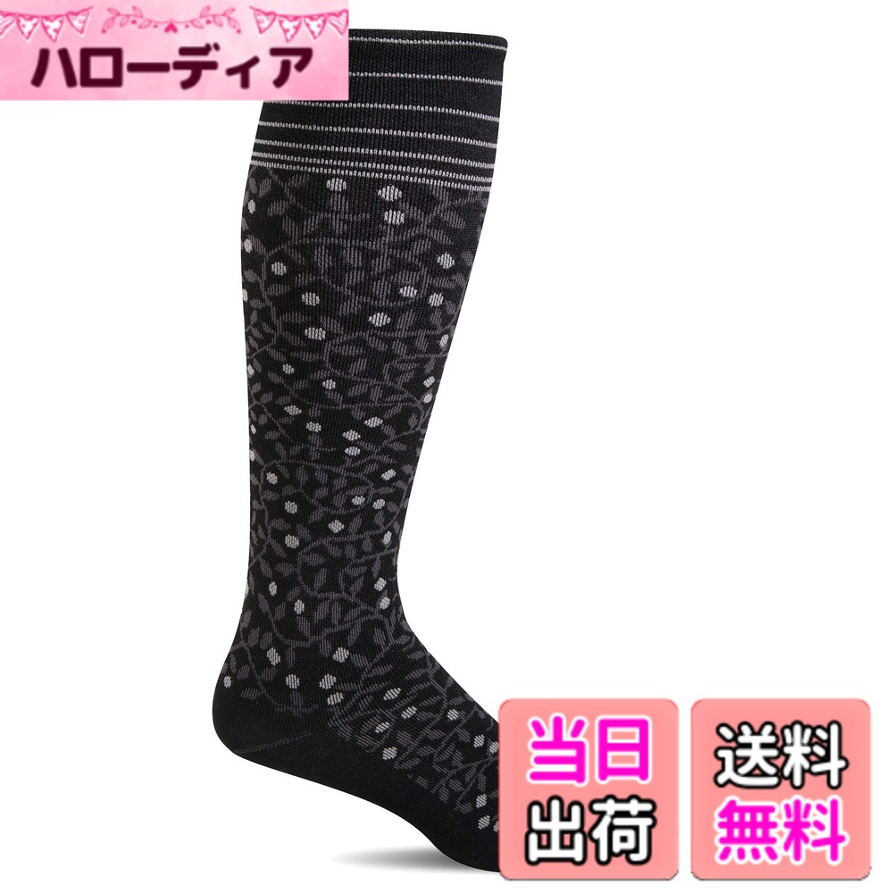 【送料無料】Sockwell ソックウェル レディース 着圧 加圧 メリノウール ソックス SW37W NEW LEAF 色：ブラック、サイズ：21.5-24.0 cm
