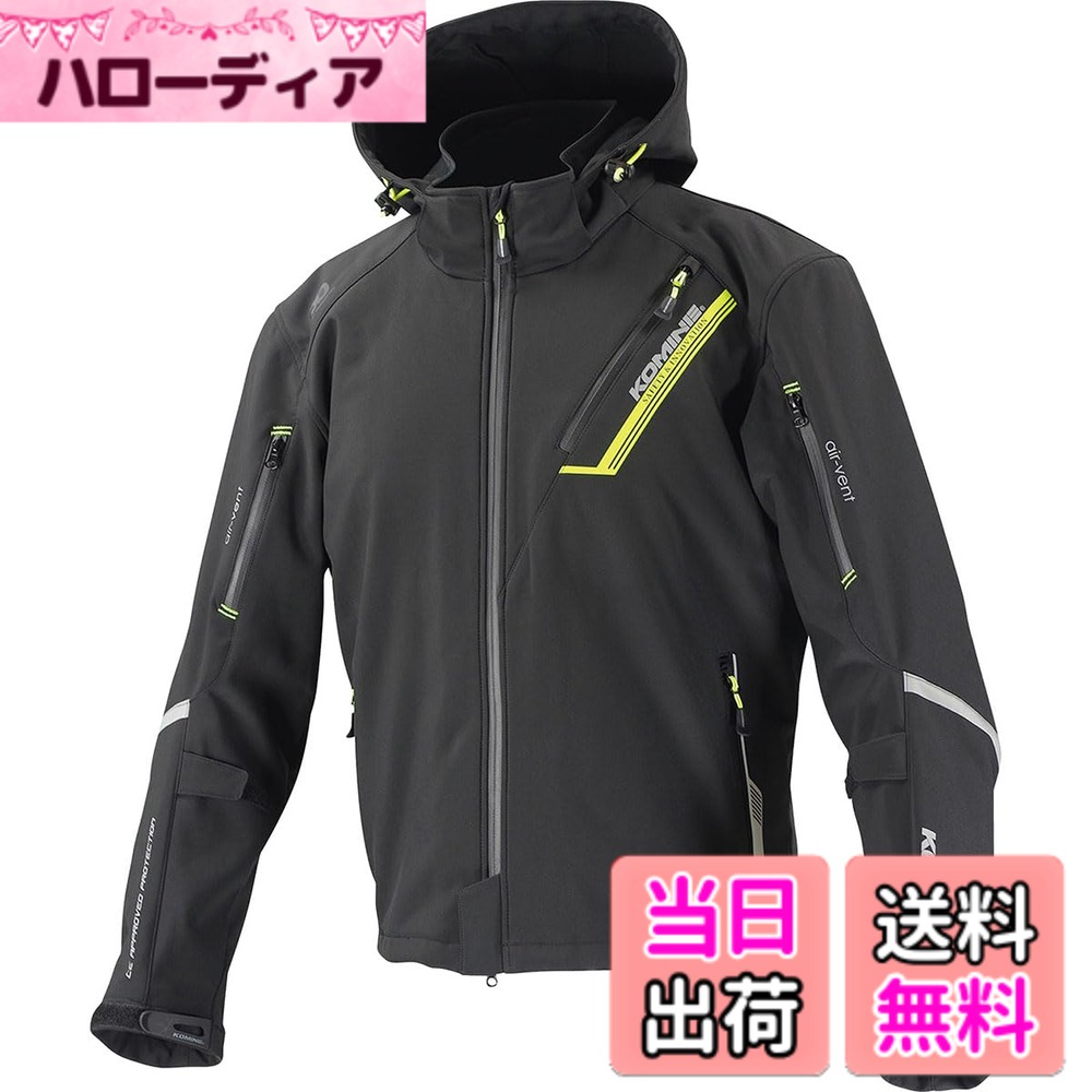 【送料無料】[コミネ] バイク用 プロテクトソフトシェルウィンターパーカ-イフ JK-579 JK-5791 JK-5792 JK-5793 秋冬春向け 防寒 CE規格レベル2 CE規格 ストレッチ素材 防風 プロテクター 色：ブラック、サイズ：2XL