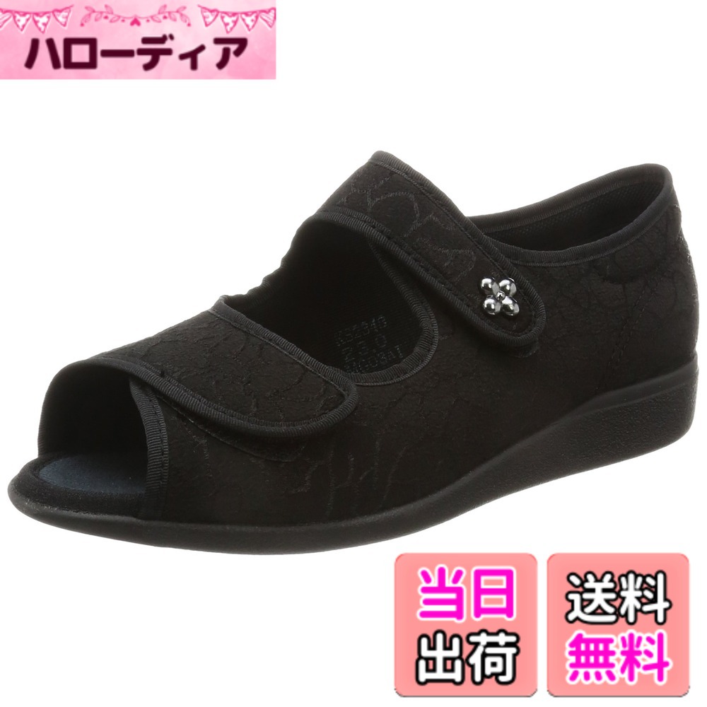 【送料無料】快歩主義(カイホシュギ) レディース KHS-L133SLサンダル 屋内履き ルームシューズ 色：ブラック、サイズ：25.0 cm 3E