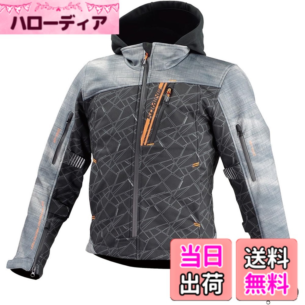 【送料無料】コミネ(KOMINE) バイク用 プロテクトソフトシェルウインターパーカ JK-590 JK-5902 秋冬春向け CE規格レベル2 CE規格 ストレッチ素材 防風 プロテクター 色：Smoke/Black、サイズ：WM
