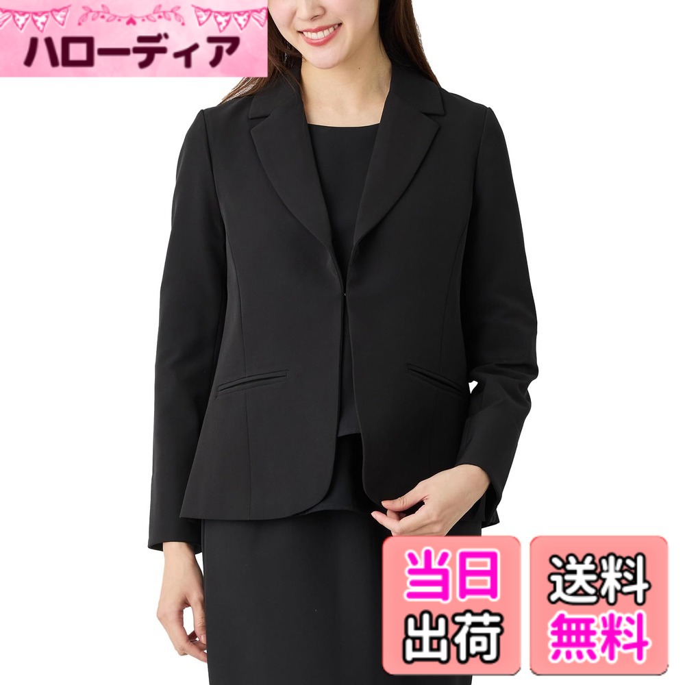 【貨物輸送無料】[ANGELIEBE エンジェリーベ] マタニティ 産前 産後 相応う 伸ばすこと ジョーゼット テーラード 上衣 背広 お受験 お宮参り 色：黒いこと、大きさ：S