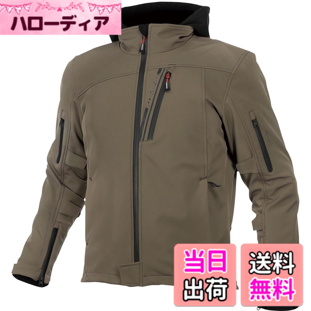 【送料無料】コミネ(KOMINE) バイク用 プロテクトソフトシェルウインターパーカ JK-590 JK-5902 秋冬春向け CE規格レベル2 CE規格 ストレッチ素材 防風 プロテクター 色：Deep Olive、サイズ：M