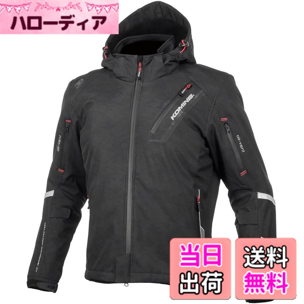 【送料無料】[コミネ] バイク用 プロテクトソフトシェルウィンターパーカ-イフ JK-579 JK-5791 JK-5792 JK-5793 秋冬春向け 防寒 CE規格レベル2 CE規格 ストレッチ素材 防風 プロテクター 色：Neo Black Camo、サイズ：WM