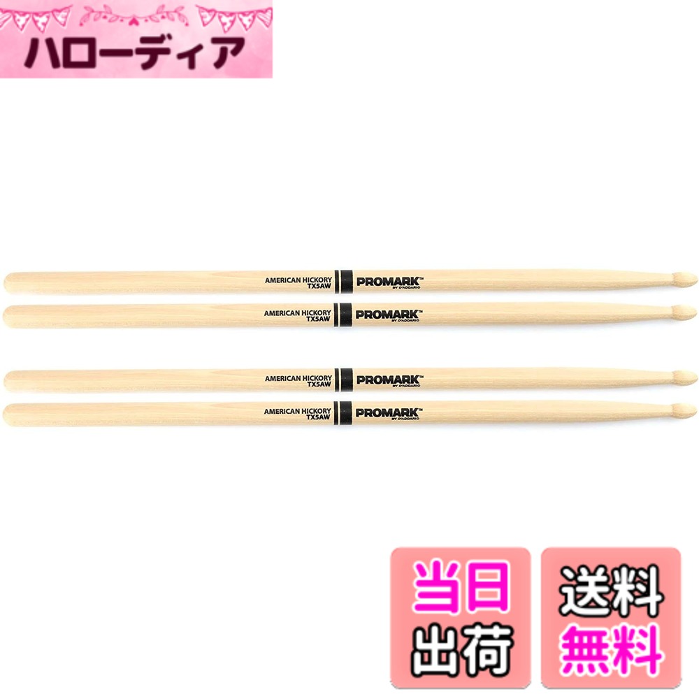 【送料無料】PROMARK プロマーク ドラムスティック ヒッコリー WoodTip 5A TX5AW サイズ：406 x 14mm