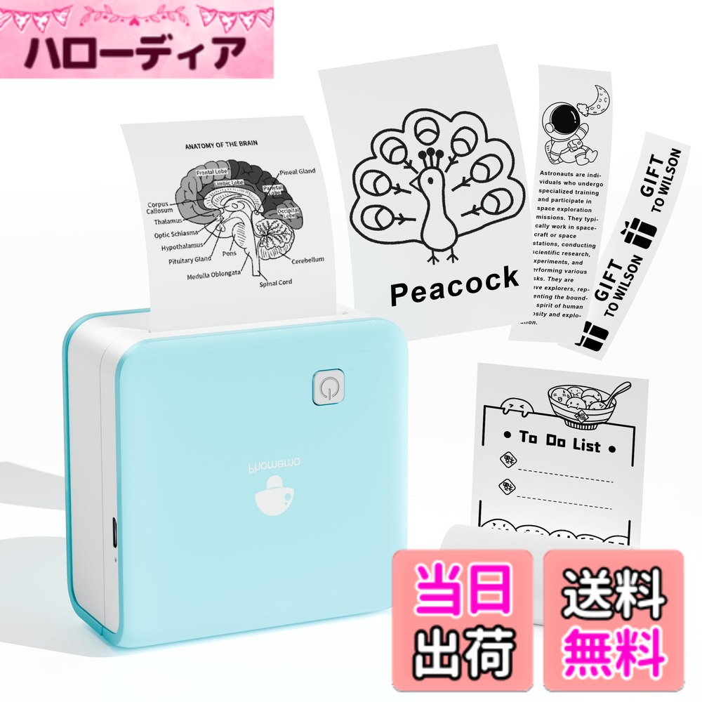 【送料無料】Phomemo ミニプリンター サーマルプリンター M02 Pro 300DPI AI スマホ対応 ポータブル式 モバイルぷりんたー フォトプリンタ メモ ステッカー ポケットぷりんたー 感熱 白黒 写真印刷 Bluetooth接続 色：グリーン、サイズ：本体+1ロールラベル紙
