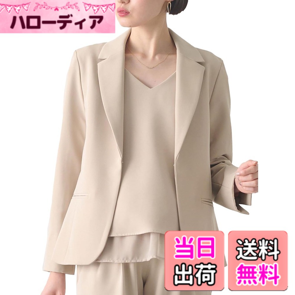 【貨物輸送無料】[ANGELIEBE エンジェリーベ] マタニティ 産前 産後 相応う 伸ばすこと ジョーゼット テーラード 上衣 背広 お受験 お宮参り 色：ベージュ、大きさ：L