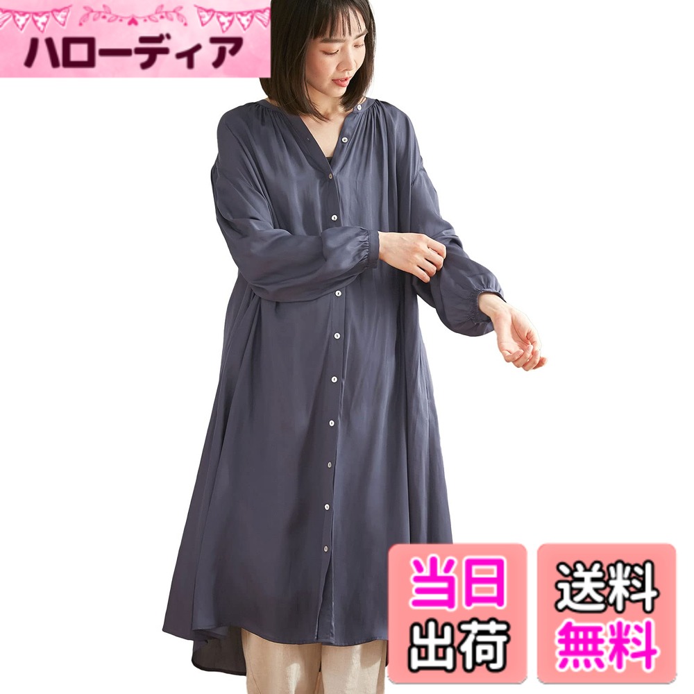 【送料無料】[ANGELIEBE エンジェリーベ] マタニティ ワンピース 2丈展開 ヴィンテージサテン 3WAY ギャザー フレアー 産前 産後 授乳服 29917 色：ネイビー（ショート丈）、サイズ：Free Size｜ハローディア店