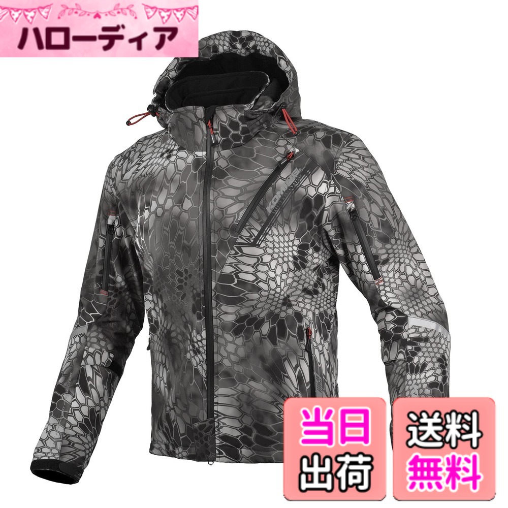 【送料無料】[コミネ] バイク用 プロテクトソフトシェルウィンターパーカ-イフ JK-579 JK-5791 JK-5792 JK-5793 秋冬春向け 防寒 CE規格レベル2 CE規格 ストレッチ素材 防風 プロテクター 色：Typhon Camo、サイズ：WM｜ハローディア店