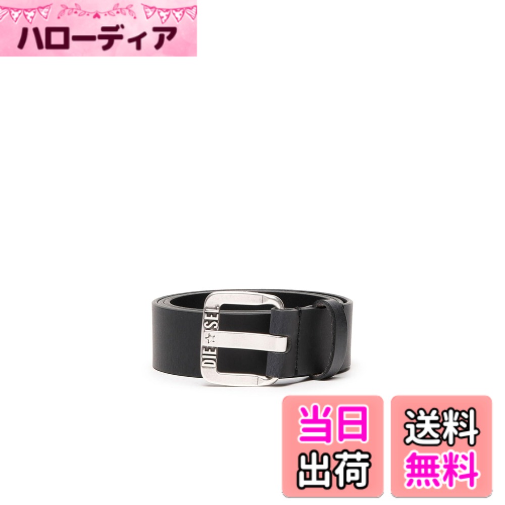 【貨物輸送無料】[Diesel] [ディーゼル] メンズ バッファローレザー ロゴタイプ 三尺帯 X08881P1913 色：黒いこと、大いさ：100