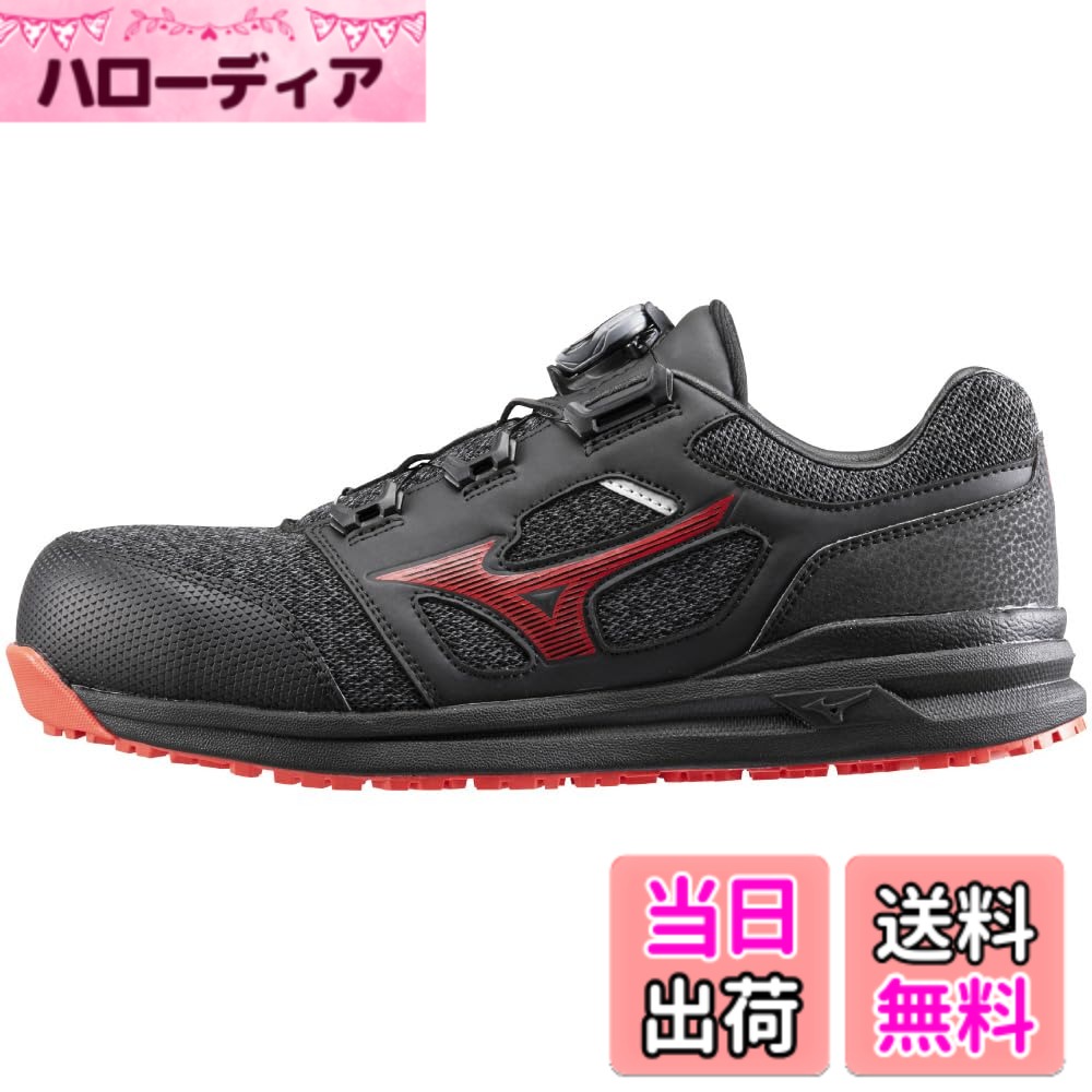 【貨物輸送無料】MIZUNO(ミズノ) メンズ 安全性のある靴 オールマイティ LS252L BOA細工物シューズ 色：黒いこと/赤いこと、大いさ：26.0 珊 3E サッカー・フットサル-スポーツ・アウトドア-フットサル