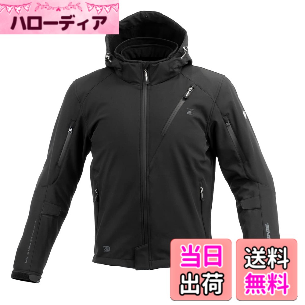 【送料無料】[コミネ] バイク用 プロテクトソフトシェルウィンターパーカ-イフ JK-579 JK-5791 JK-5792 JK-5793 秋冬春向け 防寒 CE規格レベル2 CE規格 ストレッチ素材 防風 プロテクター 色：Neo Black、サイズ：4XL｜ハローディア店