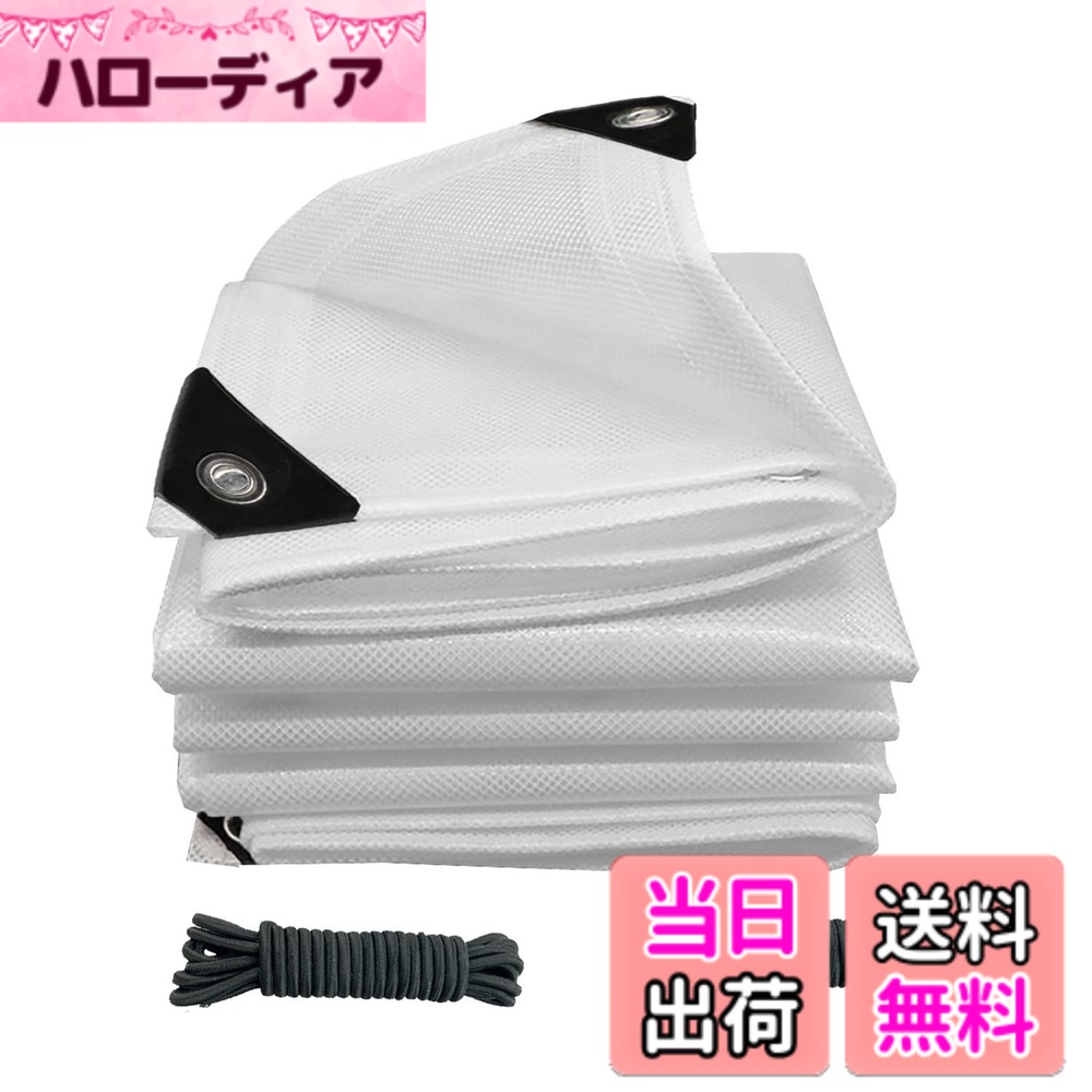 【送料無料】JIANLEI 透湿防水シート 透明 白 屋外 屋根 内蔵メッシュ繊維強化ロープたPVC両面防水 厚さ0.5mm、250g/m2 防水 防雨 防風 多肉 植物 猫犬ペットを守ります 色：4.3M*8M、サイズ：4.3M*8M｜ハローディア店