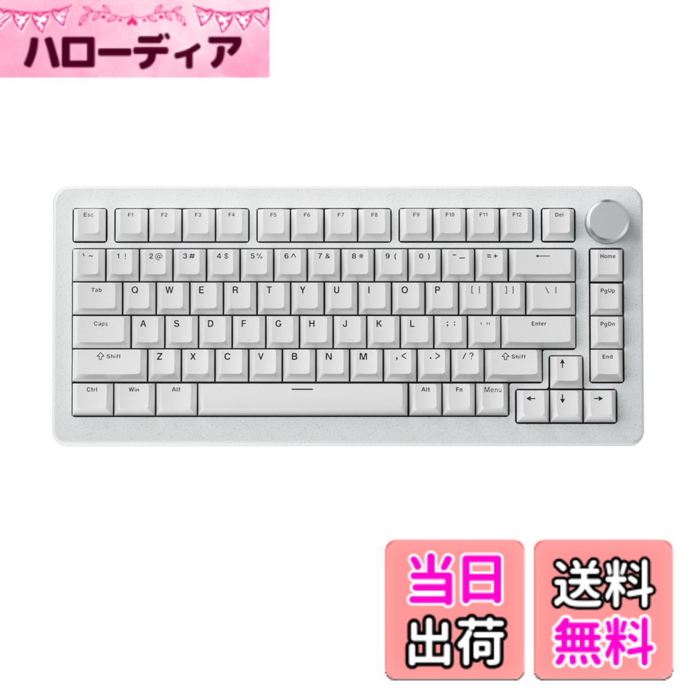 【送料無料】DrunkDeer A75 Pro 磁気スイッチキーボード ラピッドトリガー メカニカルゲーミングキーボード 調節可能なアクチュエーションホールスイッチ RGB PBT キーキャップ コンパクト TKL 82キー 有線USB、ノブ付き 色:CHERRY-PBT-WHITE-Silent Switch|ハローディア店