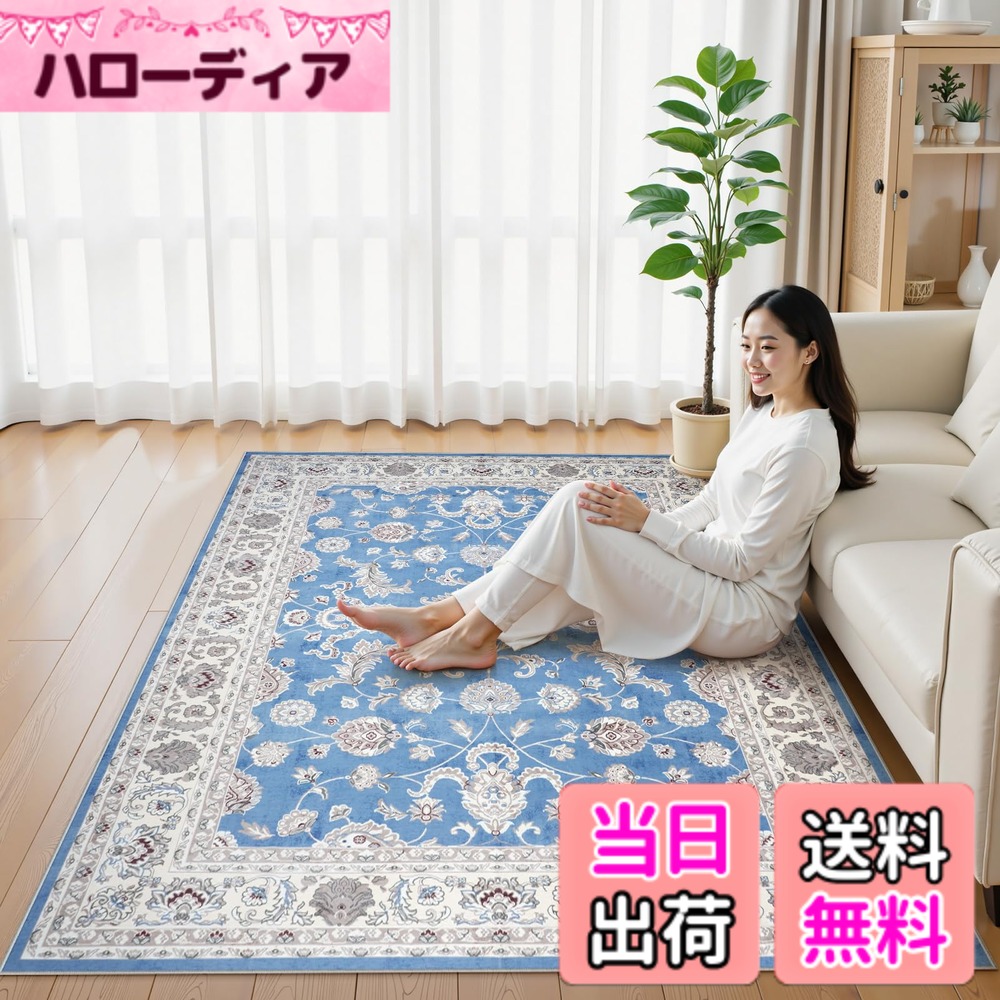 【送料無料】HAOCOO カーペット ペルシャ絨毯風 BS 色：[A]ライトブルー、サイズ：200 x 300 cm (長方形)｜ハローディア店