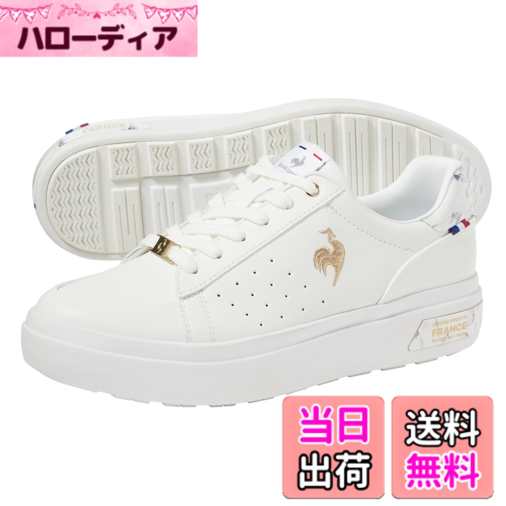 【送料無料】le coq sportif(ルコックスポルティフ) レディース LA セ-ヴル PF 厚底 消臭 防水 晴雨兼用 雨 グリップ 水はけスニーカー 色：WHGD(LU5FRS76LZ)、サイズ：25.0 cm｜ハローディア店 7,750円