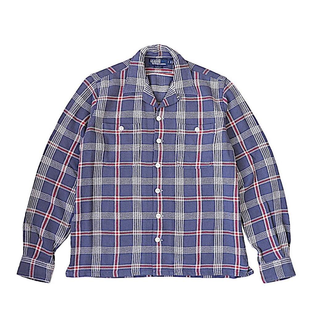 美品 ポロラルフローレン コットンネルシャツチェックシャツ ネイビー 4 QR kindal_8009001786137