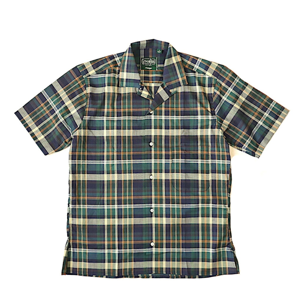 GITMAN VINTAGE ギットマン ヴィンテージ GREEN ARCHIVE MADRAS CAMP COLLAR グリーン アーカイブ マドラス キャンプシャツ 半袖カジュアルシャツ オープンカラー アメリカ製｜Anthology 23,925円