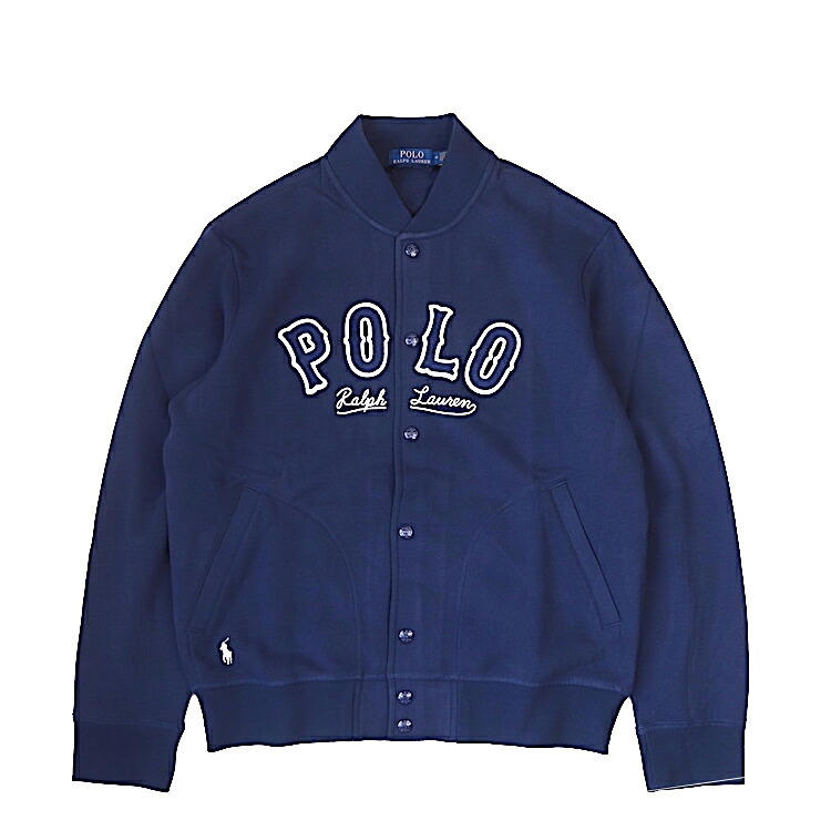POLO RALPH LAUREN ポロ ラルフ・ローレン メンズ RL フリース ウエスタンロゴ ジャケット ネイビー ベースボール ジャケット スタジャン|Anthology
