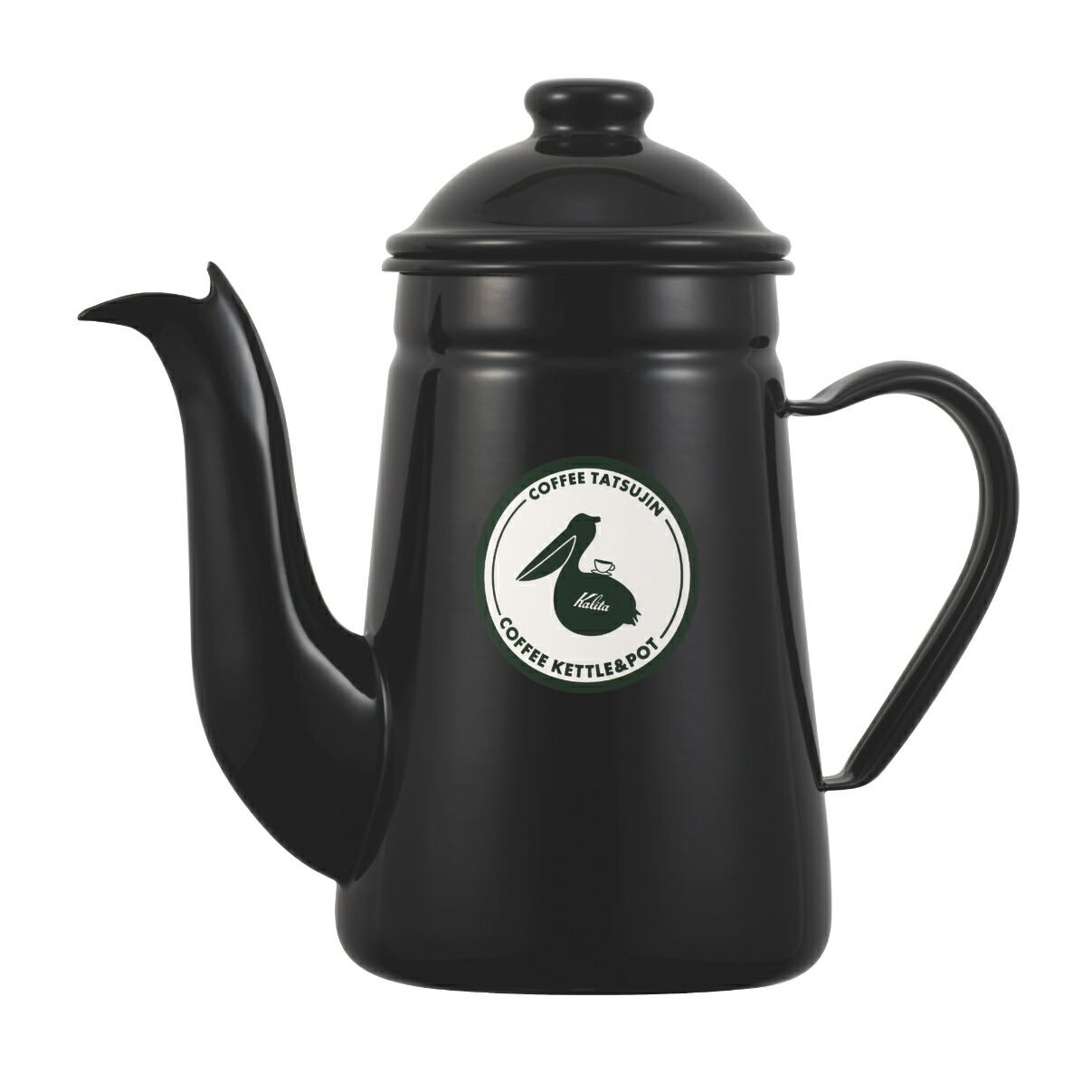 カリタ Kalita 52303 コーヒー達人 ペリカン1L ブラック 【ガス火 直火 ホーロー ドリップポット ハンドドリップ ケトル やかん 日本製】