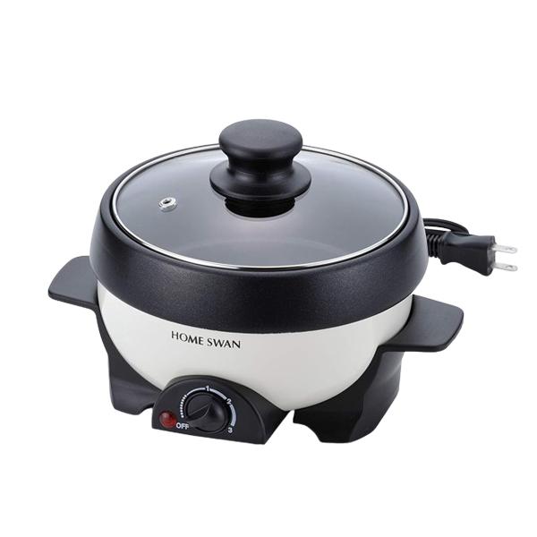 新津興器 HOME SWAN　ミニグリルパン ホットプレート SGR-16 VC 【1～2人用 丸洗い 鍋 焼き物プレート チーズフォンデュ おしゃれ ガラス蓋 新生活】