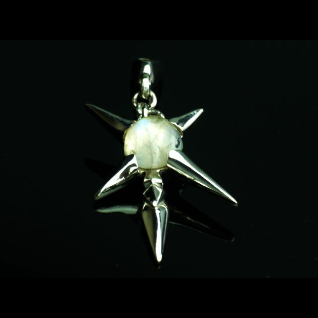 変形クロスのストーン付きペンダントトップ☆クロスペンダント/シルバー925/真鍮/メッキ/ブラックスター /レインボームーンストーン /ホワイトムーンストーン /ラブラドライト