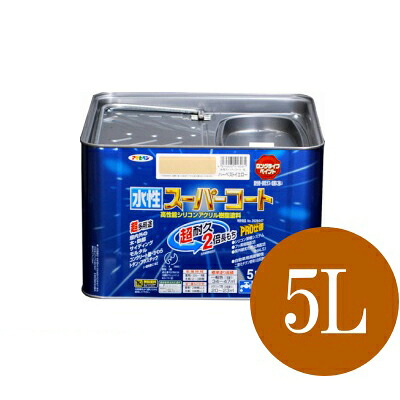 アサヒペン 水性スーパーコート シトラスイエロー (全20色) [5L] 多用途 水性塗料 鉄部 トタン スレート瓦 カラーベスト コンクリート ブロック サイディング 屋内外木部 発泡スチロール アクリル 硬質塩ビ