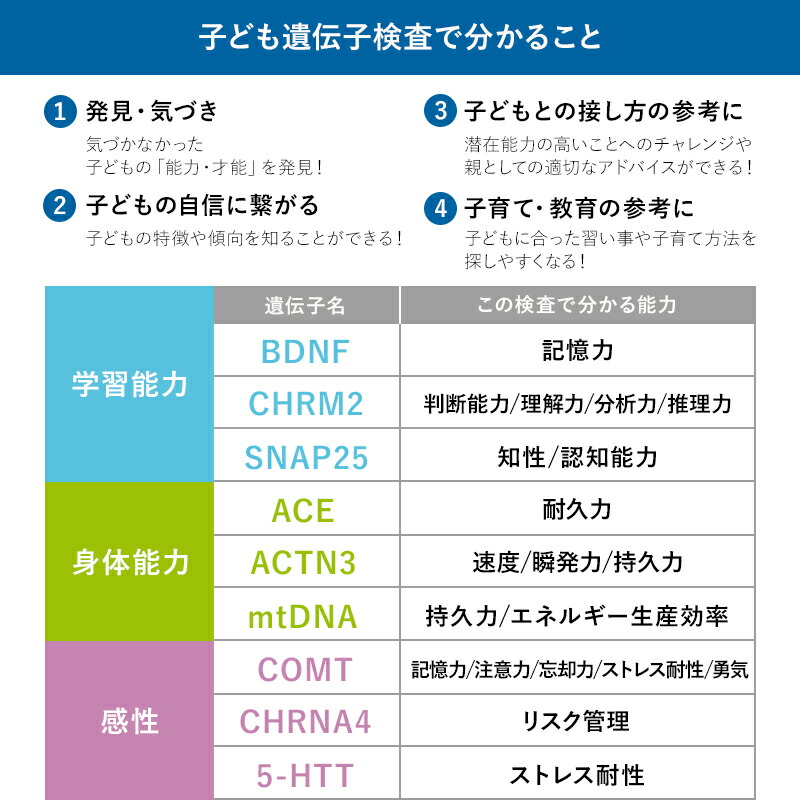 30日0 00 31日9 59までp5倍 Genetist 遺伝子検査キット 遺伝子検査 唾液 Dna 子ども 赤ちゃん 記憶力 判断能力 理解力 分析力 推理力 知性 認知能力 耐久力 速度 瞬発力 持久力 記憶力 Kanal9tv Com