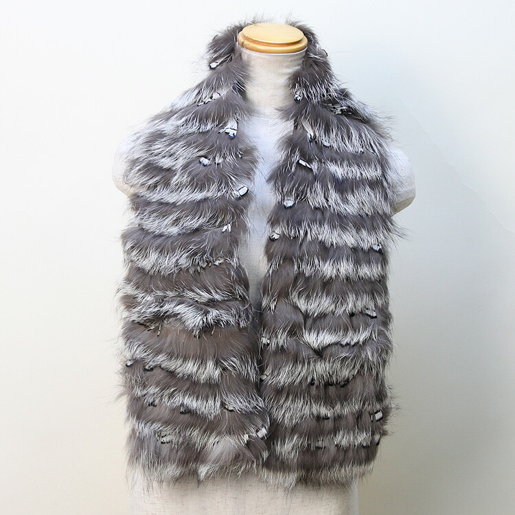 楽天市場】シルバーフォックス ファー マフラー ナチュラルカラー 送料