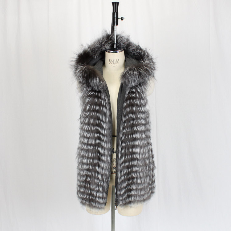 楽天市場】シルバー フォックス ファー ベスト ナチュラルカラー 送料